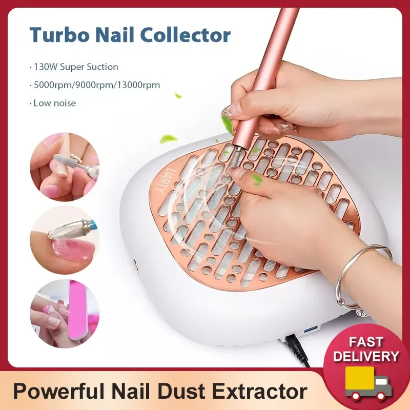 

130W Super Suction Brushless Nail Dust Collector Powerful Nail Dust Extractor Nail Art Manicure Fan Vacuum Cleaner With 2 Filter