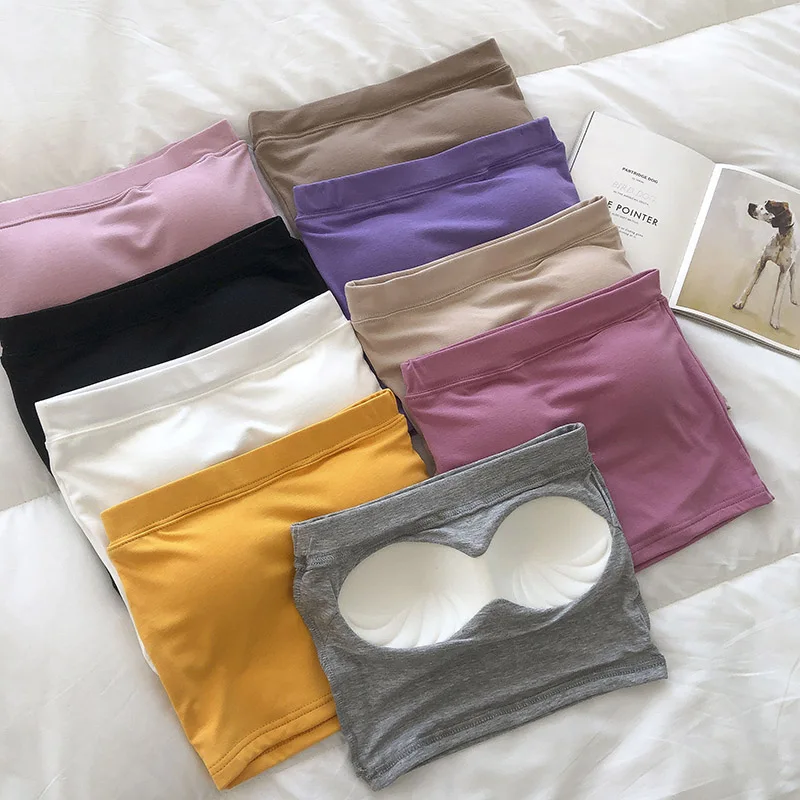 2024 Autumn New Korean Style  Color Tube Top Vest Women's Base Layer Prevent Exposure Strapless Wrap Chest Student Tube ...