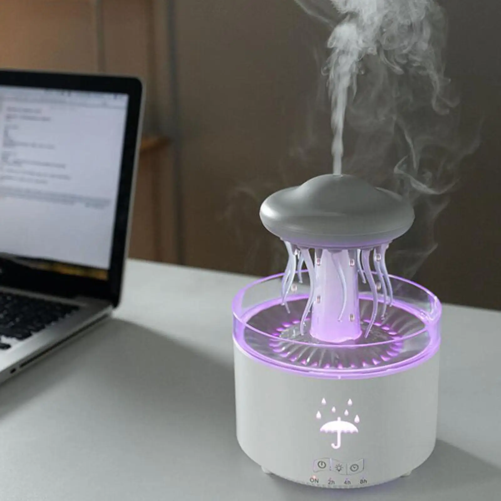 Personal Desktop Humidifier with Remote Control Simulated Raindrops Tabletop Humidifier EU 220V Plug for Bedroom Home Office