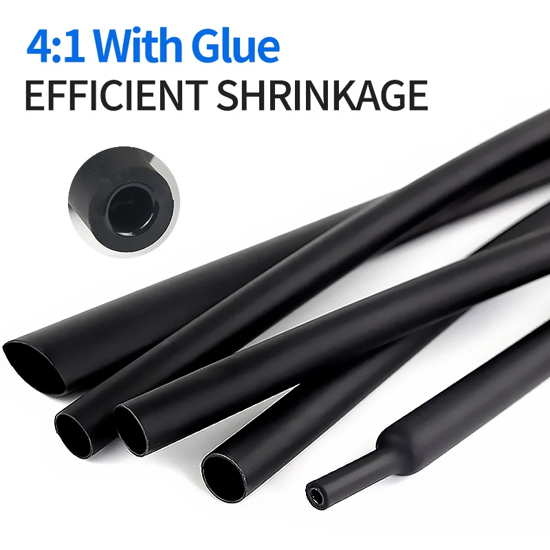 

4:1 Heat Shrink Tube With Glue Thermoretractile Heat Shrinkable Tubing Dual Wall Heat Shrink Tubing 4 6 8 12 16 20 24 32mm