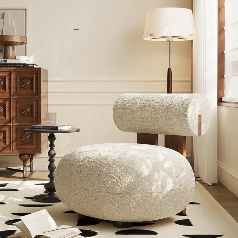 

Cream wind single sofa light luxury modern Internet celebrity lazy sofa living room bedroom simple lamb wool hippo chair