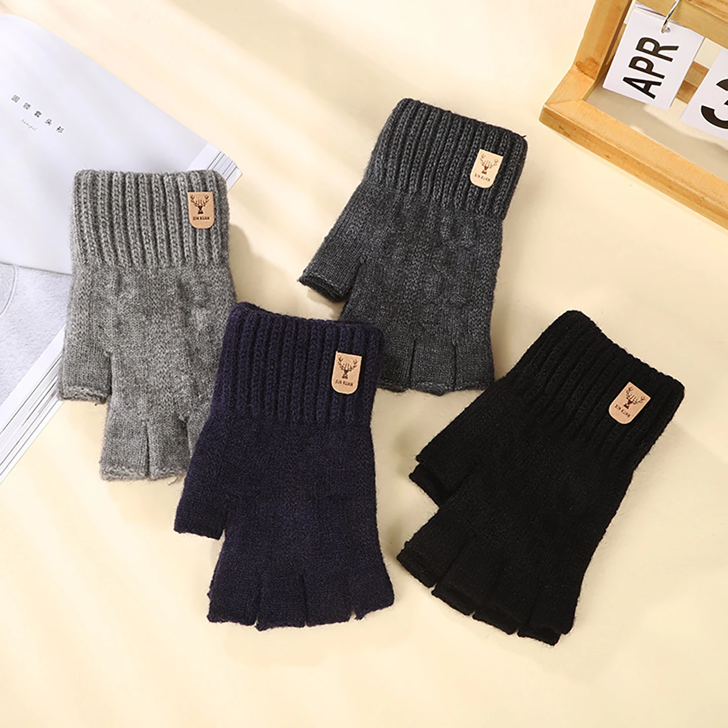 Warm Knitted Woolen Gloves for Men And Women Half Finger Touchscreen Compatible Writing And Typing Suitable for Cycling And C...