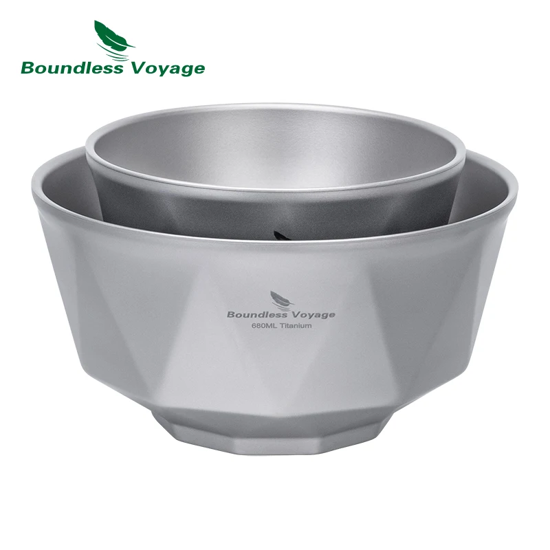 

Прочная металлическая титановая двухслойная миска Boundless Voyage для кемпинга, походная посуда, портативная ужиновая тарелка