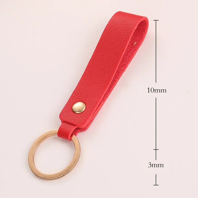 Soft PU Leather Key Chains for Friends Colorful Simple Blank Keyring Pendant Short Style Car Keychain Accessories Keys Storage