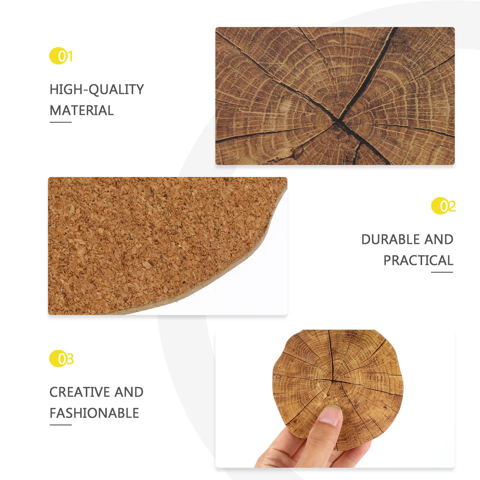 

6 pcs Waterproof Heat Resistant Wood Grain Placemats For Home Thickened Anti-Scald Cup Coasters Drink Cushion Mats Household