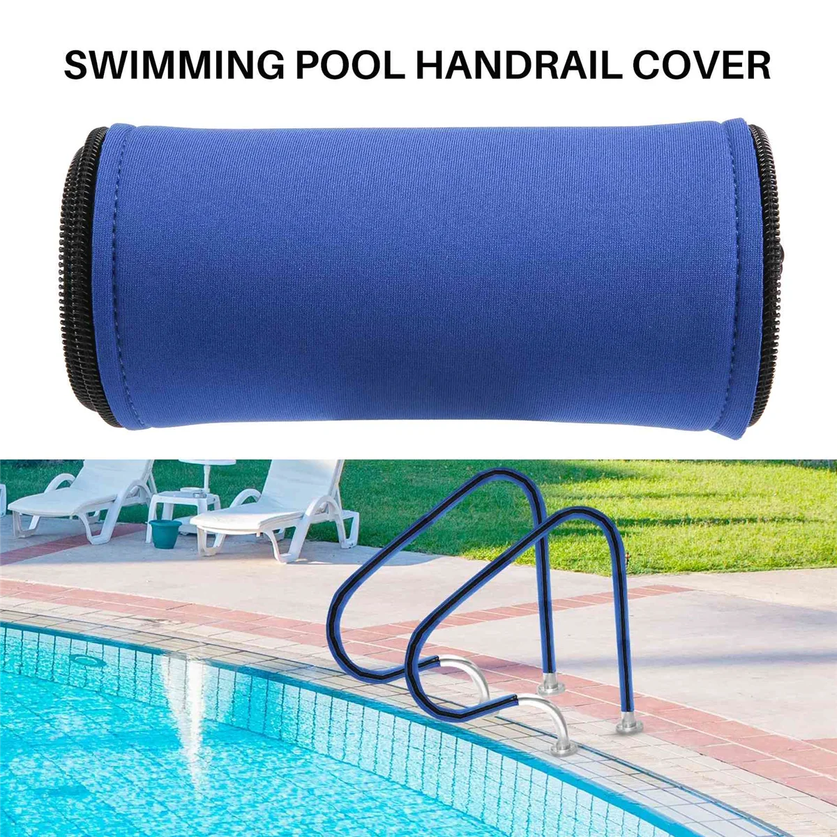 Pool Railing Covers-4 Feet Zippered Swimming Pool Handrail Covers-Hand Grip Rail Slip Cover for Pool Ladder Handles