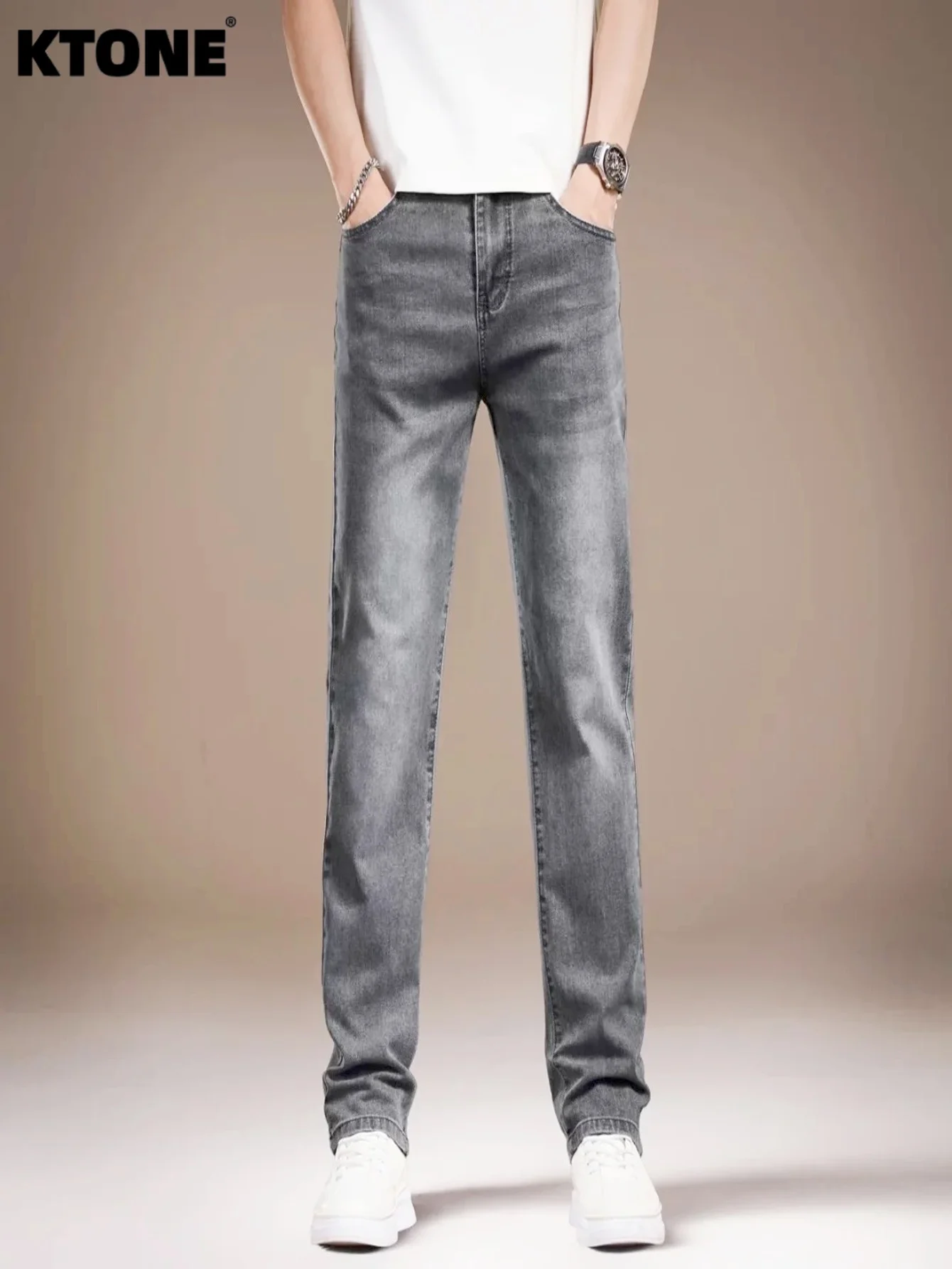 

Unisex Denim Pants Gray Slim For Man Light Retro Y2K Drip No accessories or belts included