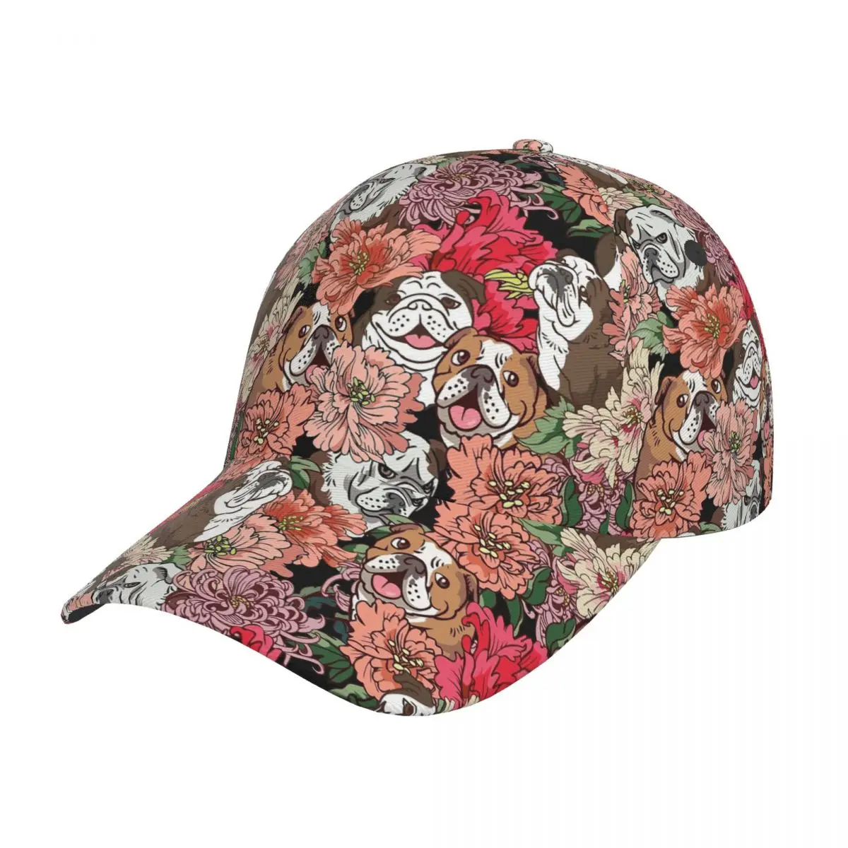 

Adjustable Because English Bulldog Floral Blossom Golf Cap Accessories Fashion Snapback Cap Unisex Daily Golf