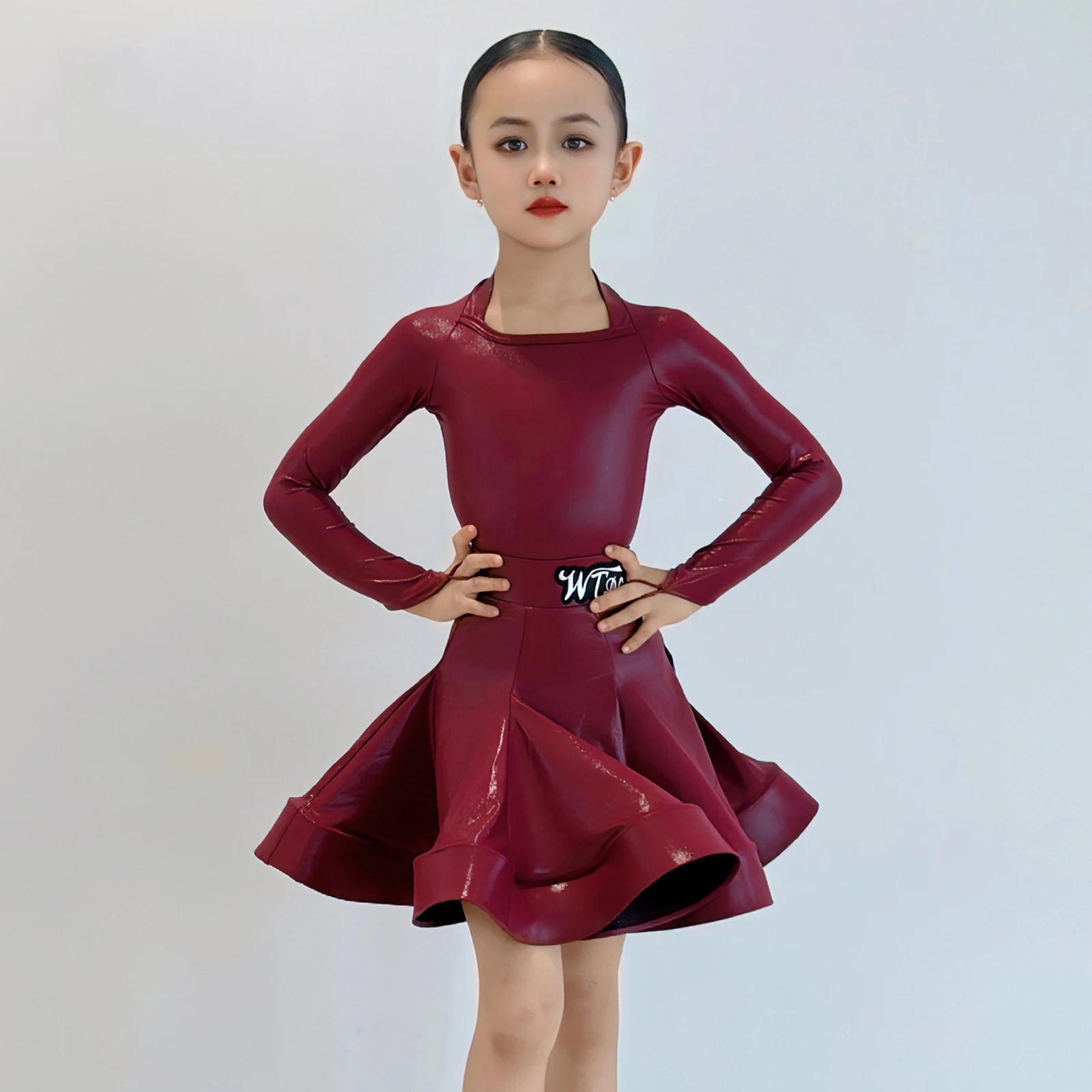 Fashion Girls Long Sleeves Latin Dance Competition Costume Children'S Samba Ballroom Dance Dress Kids Dancing Wear SL13348