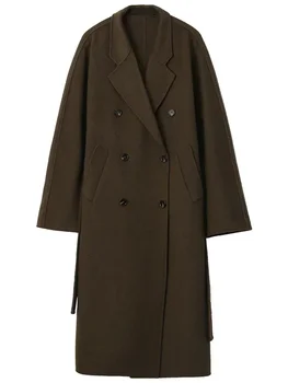 CHIC VEN Women Long Double-sided Woolen Coats Retro Loose Female Overcoat Double Breasted Ladies Windbreak Autumn Winter 2026 4 CHIC VEN Women Long Double-sided Woolen Coats Retro Loose Female Overcoat Double Breasted Ladies Windbreak Autumn Winter 2026 4