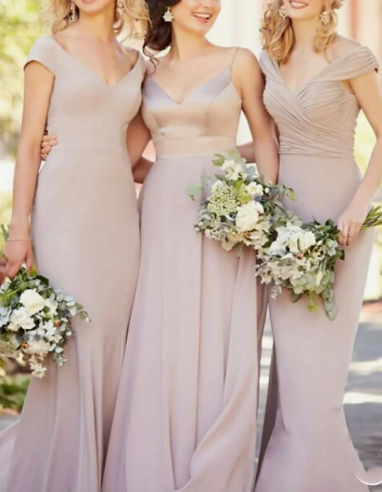 Bridesmaid Dress V Neck Sleeveless Elegant Floor Length A-Line Stretch Chiffon