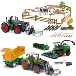 Tractor agrícola para niños, modelo de remolque, vehículo de ingeniería de inercia, camión de ganado, herramienta de transporte, regalo de juguete para niños