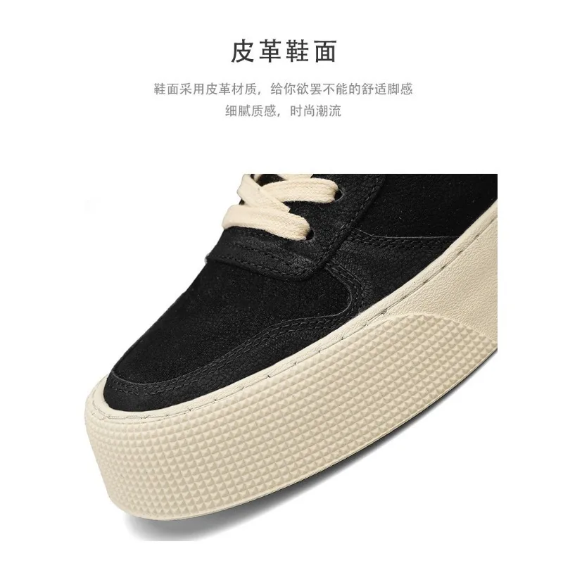 Men\'s Shoes 2023 Autumn Breathable Casual Leather Shoes Versatile Shoes Thick Sole Sports Platform Sneakers Zapatos para mujeres