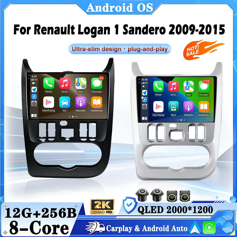 GPS Navi Android 16 Auto For Renault Logan 1 Sandero 2009-2015 Ultra-slim design WIFI Car Multimedia Player auto radio 4G