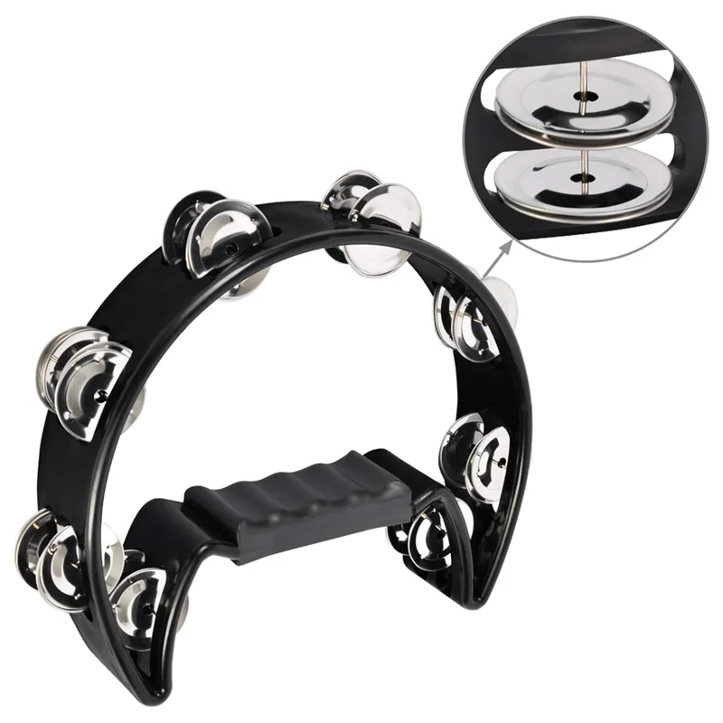 반달 탬버린과 에그 셰이커, 메탈 징글 핸드 헬드 타악기, 어린이, 성인, KTV, 블랙