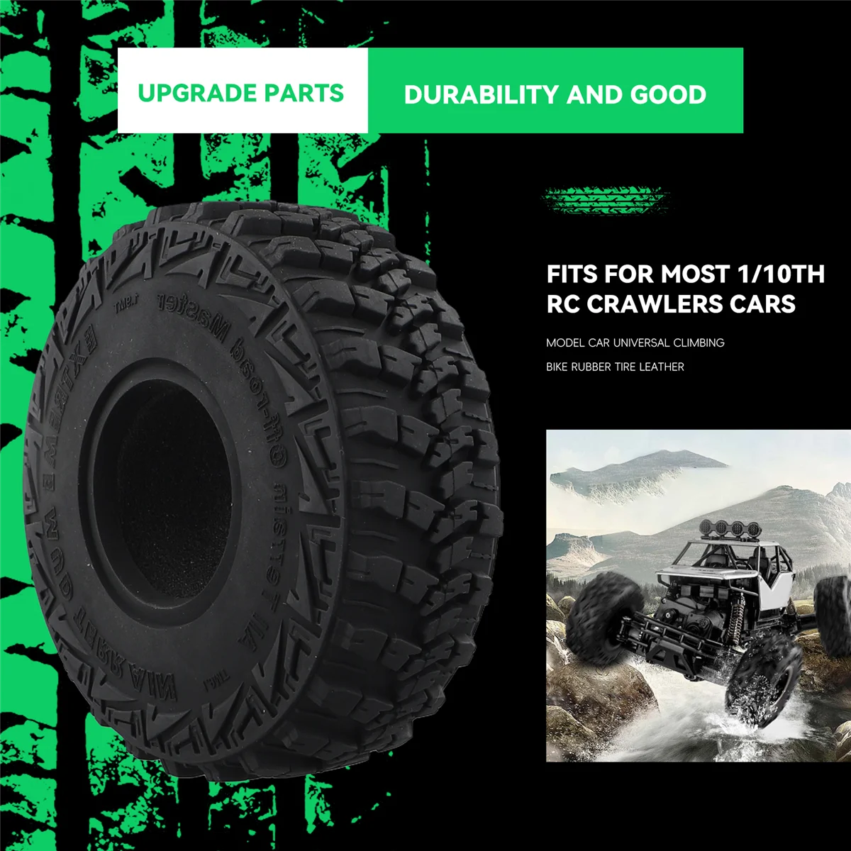 4Pcs 120x44MM Soft Rubber Tyre 1.9Inch Wheel Rock Terrain Tire for 1/10 RC Crawler Car TRX-4 Axial SCX10 90046