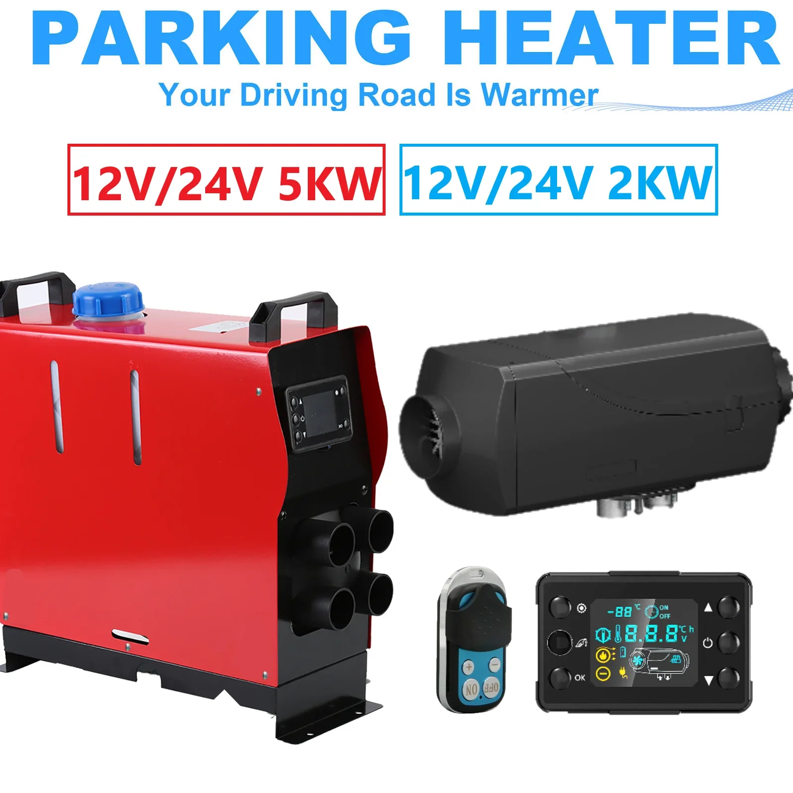 

12V 5KW Parking Car Air Diesel Heater LCD Thermostat Low Noise Electric Without Turning on The Engine Consumption Stationary