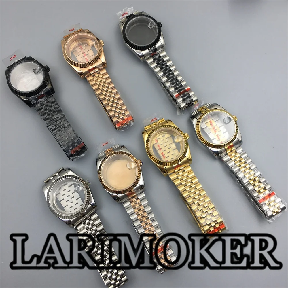 

LARIMOKER Fluted Curved 36MM/39MM Waterproof jubilee Bracelet Sapphire Watch Case For NH35 NH36 ETA2824 PT5000 Movement