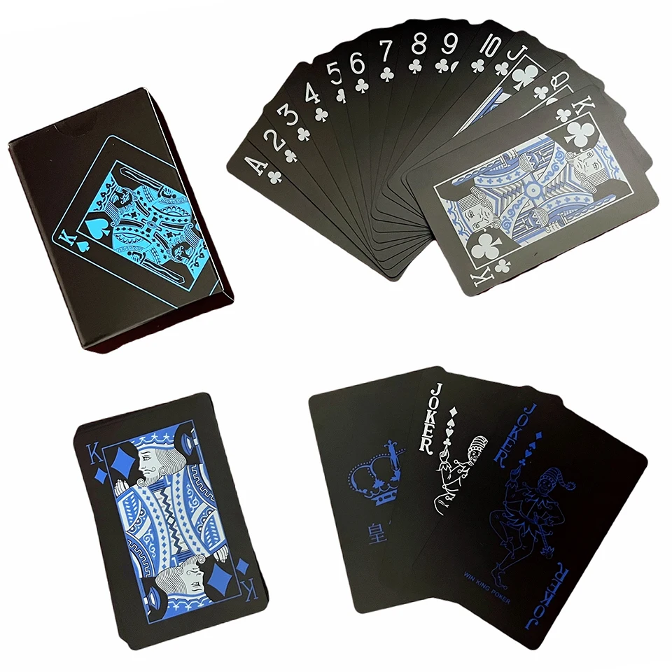 Black Blue playing cards board games child kids toys Gift 5.7cmX8.9cm Red Golden Waterproof PVC Magic Poker deck card game set