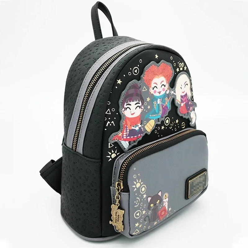 Loungefly Disney Hocus Pocus Mini Backpacks Winifred Mary and Sarah and The Loveable Cat Thackery Binx PU Cosplay Woman Backpack