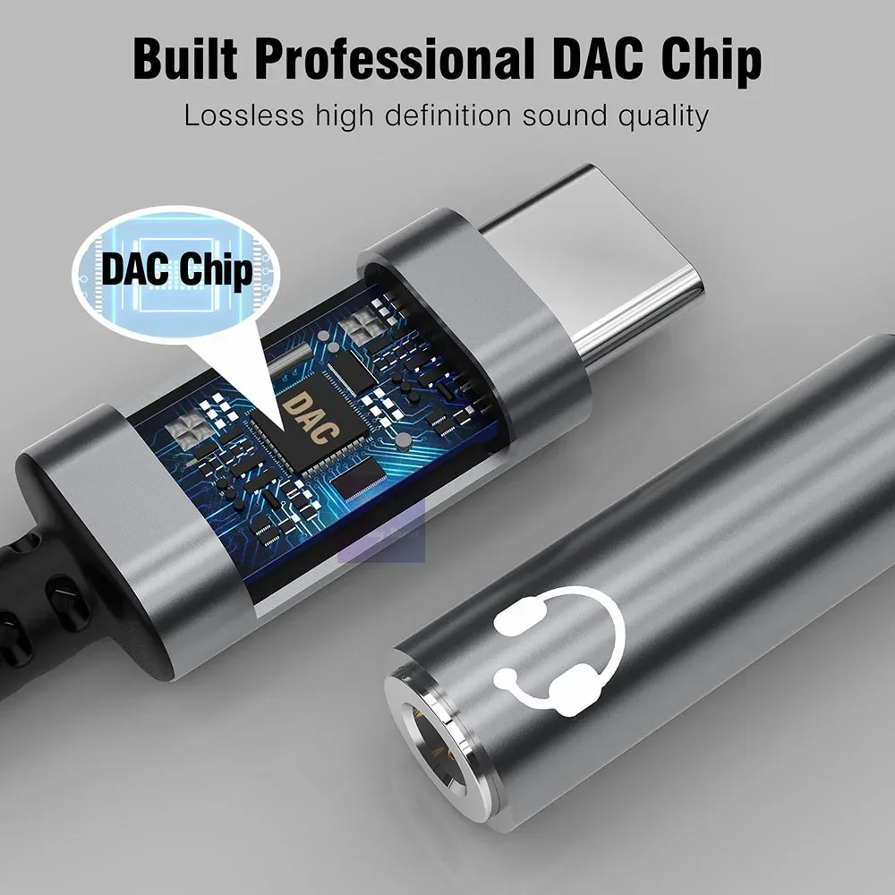 Adaptador DAC de Audio Hi Res HiFi tipo C a conector de 3,5mm, convertidor Dongle de 16 bits 48khz para auriculares Pixel Samsung S20 Xiaomi Win10 PC