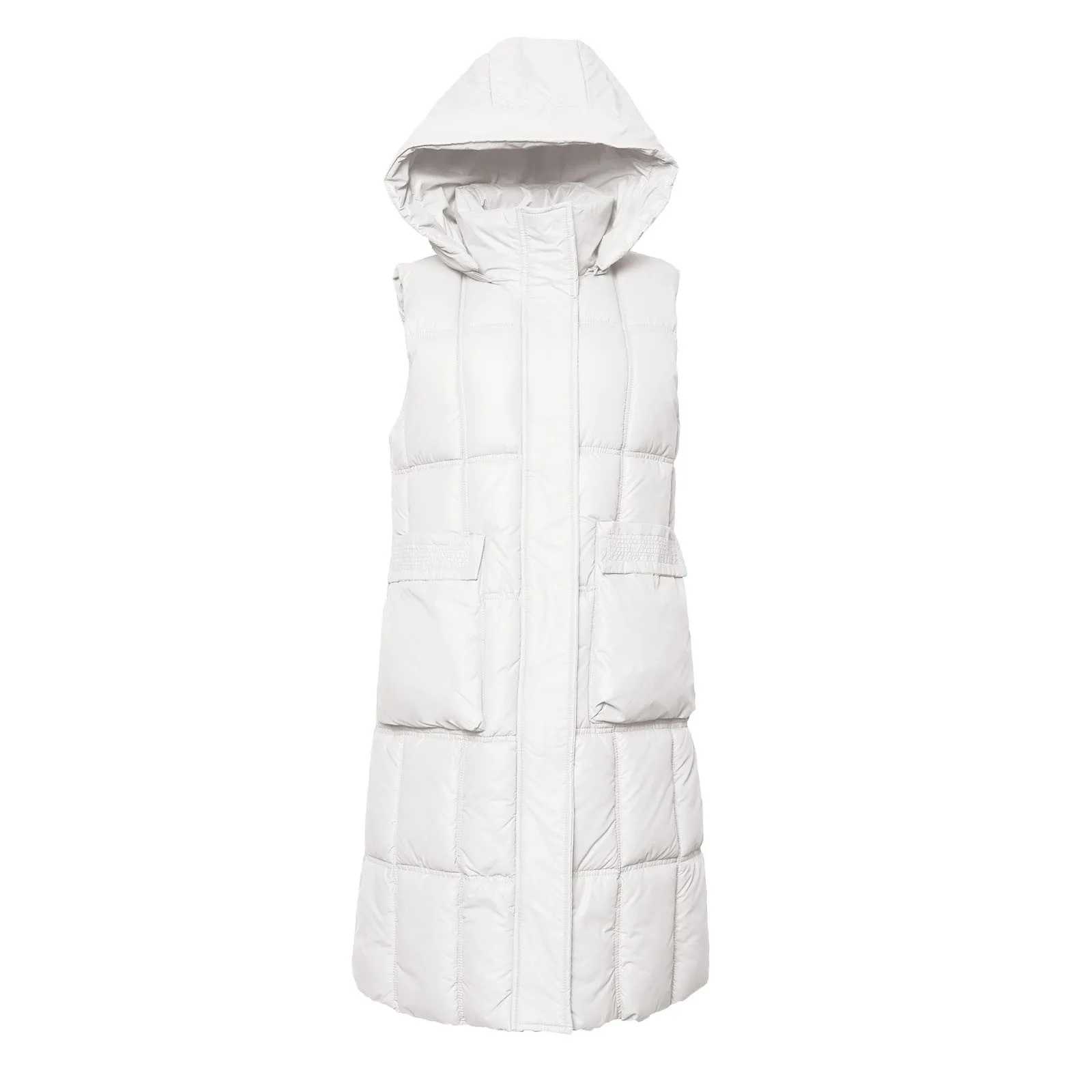 Women Down Vest Winter Down Coat Long Puffer Jacket Winter Hooded Sleeveless Warm Padding Parkas White Black Blue Snow Outwear