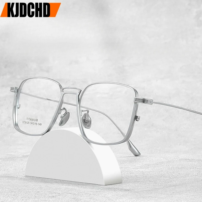 

KJDCHD Fashionable Comfortable Eyeglasses Retro Pure Titanium Square Glasses Prescription Eyewear Frames Men Women