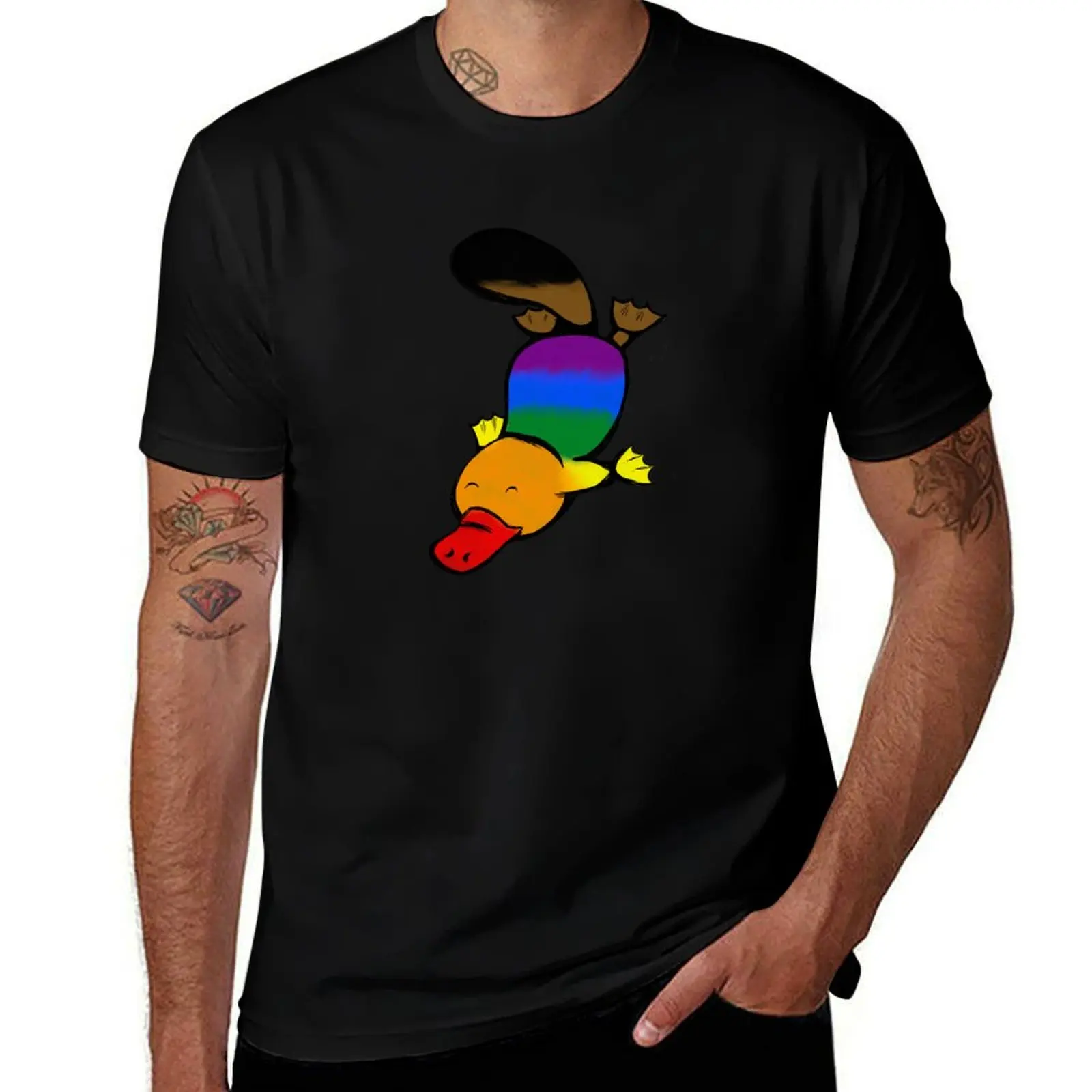 

Rainbow Platypus T-Shirt heavyweights tees cute tops cotton man t-shirts workout shirts for men
