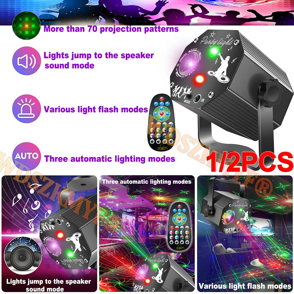 

2 IN1 Stage DJ Party Laser Projector Disco Voice Controlled Red Green Blue Strobe Lights Club Family Holiday Christmas Lights