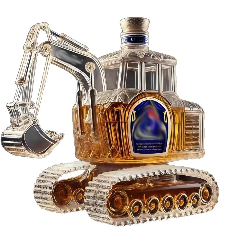 Glass Whiskey Bottle Creative Bottle Vodka High Borosilicate Handmade Excavator Creative Bottle