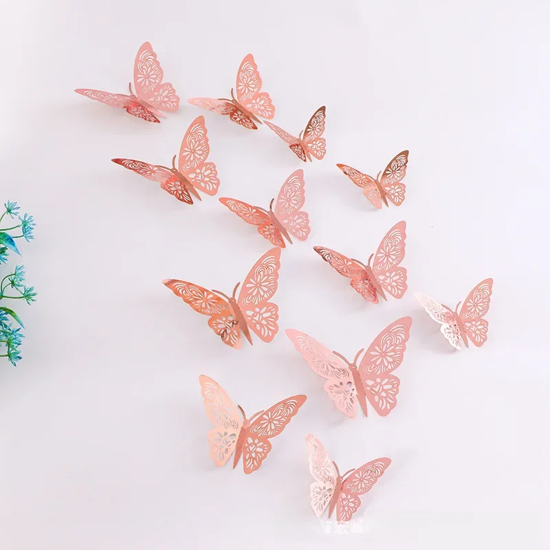 Amazon Symphony 3D Butterfly Hollow Out Wall Sticker DIY Home Cake Gift Decoration Sticker Party Patch Wholesale