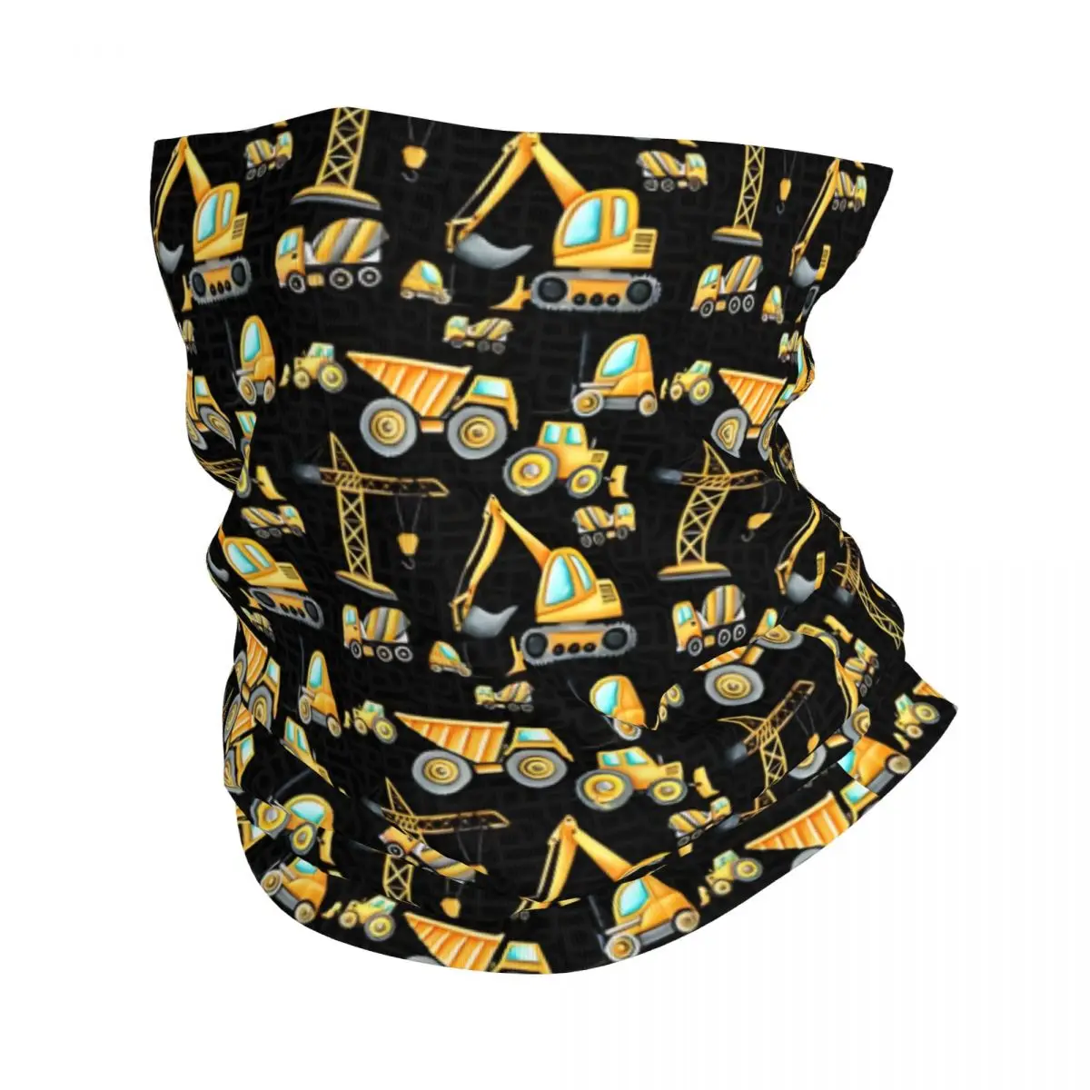 Yellow Watercolor Construction Trucks Thin Bandana Neck Gaiter Wrap Scarf Headband Neck Cover