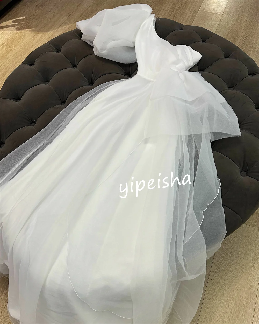 Abiti lunghi monospalla a trapezio con fiocco in tulle di alta qualità personalizzati Abiti Quinceanera Moda stile moderno Classico squisito