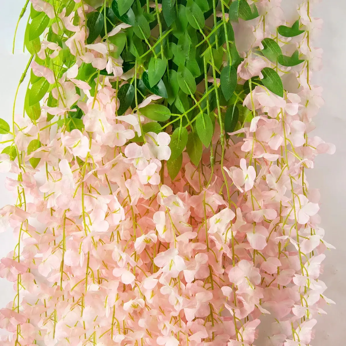 12 pz fiori artificiali seta glicine vite finta seta appeso fiore casa all'aperto festa di nozze verde decorazione della parete della casa