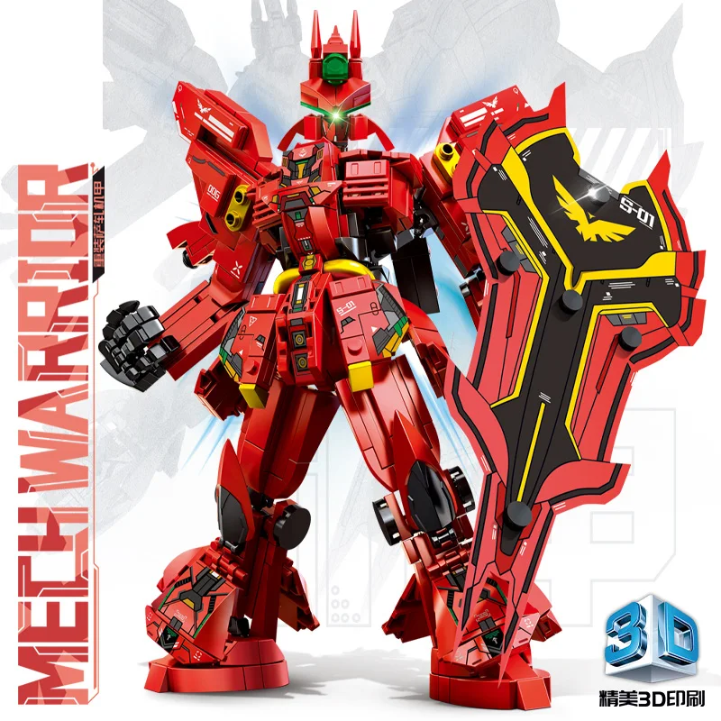 

Battle Knight Transforming Red Robot Building Blocks Warrior Mech Action MOC Bricks Assembly Toy for Children Adult Perfect Gift