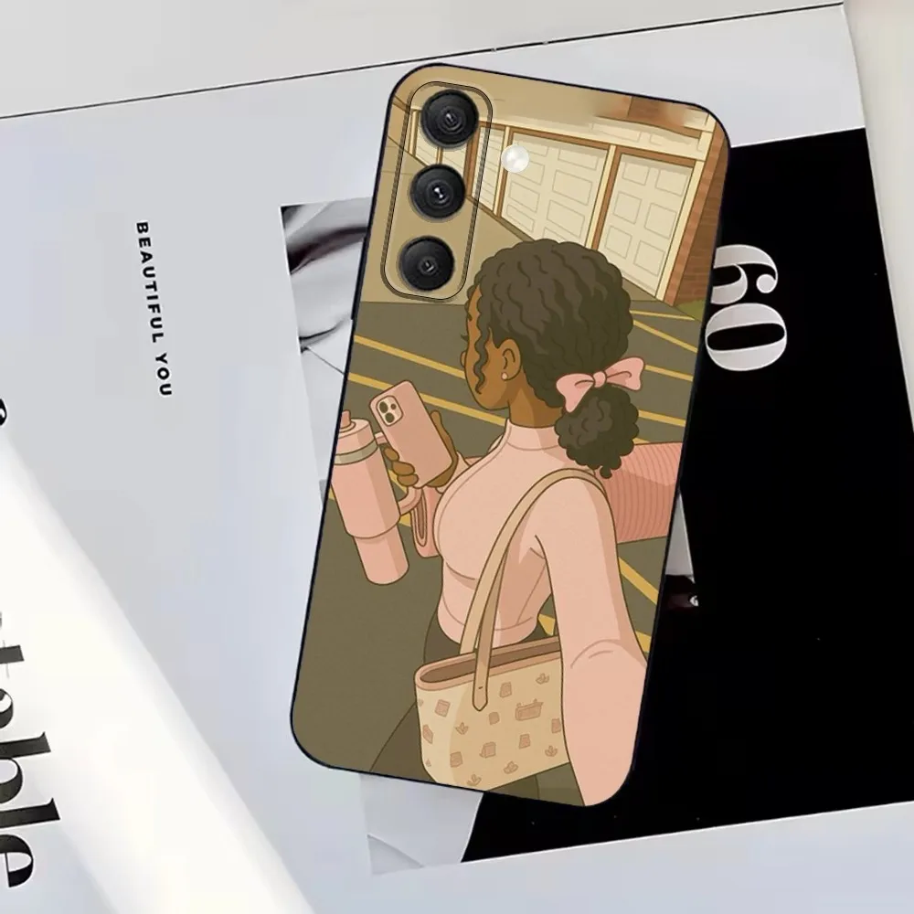 Afro Black Girl Phone Case For Samsung S25,S24,S23,S22,S21,S20,S10,Ultra,Plus,Lite,FE,Soft Silicone Black Cover - Image 5