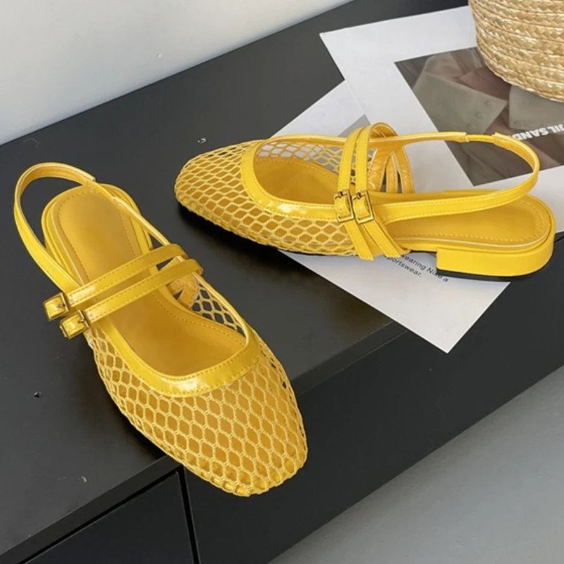 

Сексуальные сетчатые неглубокие женские сандалии, модные сандалии с узкими ремешками и пряжкой, летние удобные 42–43, туфли Мэри Джейн большого размера