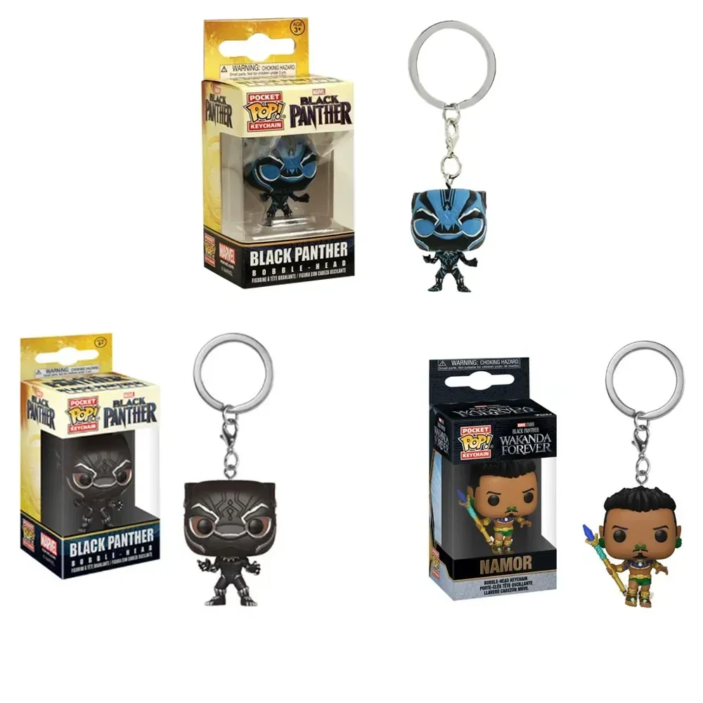 Keyring Marvel Namor Black Panther Pocket Marvel Keychains Vinyl Action Figure Toys Dolls Gifts for Children