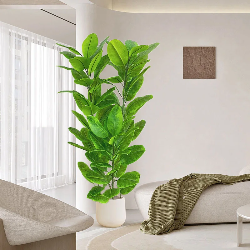 

51in Large Artificial Ficus Tree Fake Rubber Plants Branch Tropical Banyan Tree Leaves Tall Plants for Home Garden Shop Decor