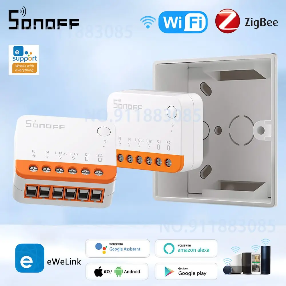 SONOFF MINIR4/ZBMINIL2 Smart Switch Mini 2 Way Switch Module EWeLink Wireless Relay Voice Control Works With Alexa Google Home