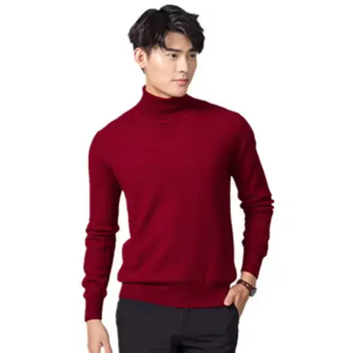 Imagen 2 del producto Jersey de cuello alto de mezcla de algodón y Cachemira para hombre, ropa de otoño e invierno, Jersey para hombre, Jersey para hombre, suéter para hombre 2025