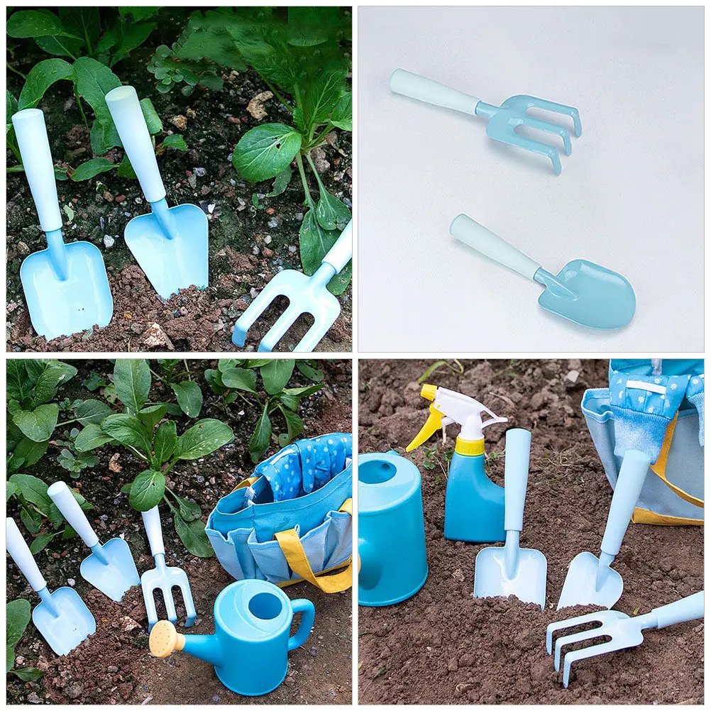 1Set Kid Garden Tools Small Trowel and Rake Children Gardening Set Outdoor Planting Shovel Mini Rake for Kids Yard Digging Beach