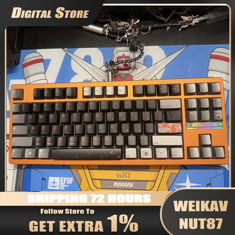 WEIKAV Nut87 Mechanical Keyboard Aluminum Alloy Magnetic Quick-release Dual 8K Low Latency Tri-mode Wireless Gaming Keyboard