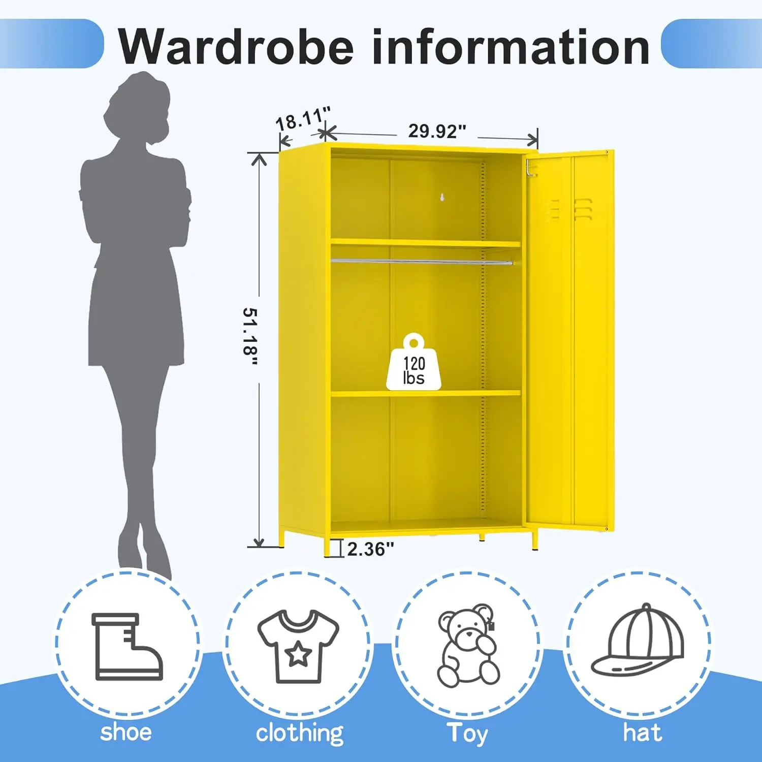 Armoire Wardrobe Closet for Hanging Clothes, 51