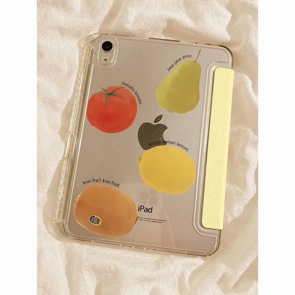 

Ins Watercolor Fruit Text Tablet Case For iPad Pro 11 12.9 13 M2 M4 M3 M5 Shell 8.3 9.7 10.2 5/6/7/8/9/10/11th Air 3 4 5 6 Cover