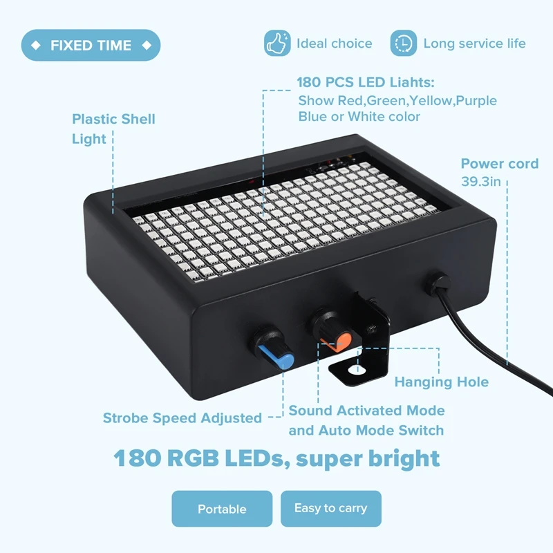 Лучшие предложения 180 светодиодов, стробоскопическая вспышка, портативная 35 Вт, RGB, дистанционное управление звуком, регулируемая скорость стробоскопа для сцены, диско-бара, вечеринки, Cl