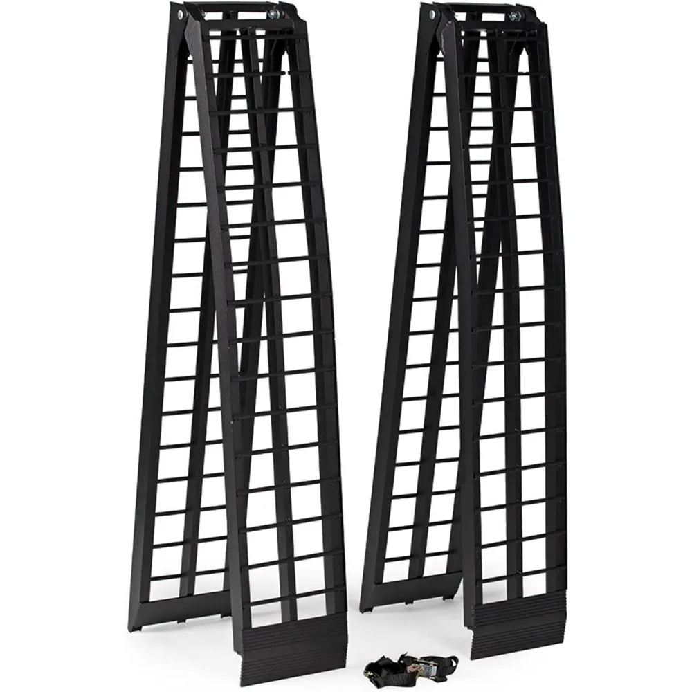 10' Portable ATV Ramps 1,200 lb. Capacity Aluminum Loading Ramps for Pickup Trucks Foldable, Lightweight with Serrated Crossbar