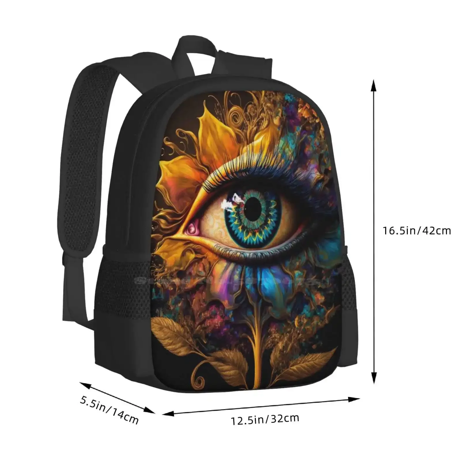 مخدر العين رائجة البيع حقيبة مدرسية على ظهره حقائب الموضة مخدر العين الذهبية تريبي مخدر الفن الاصطناعية الملونة #3