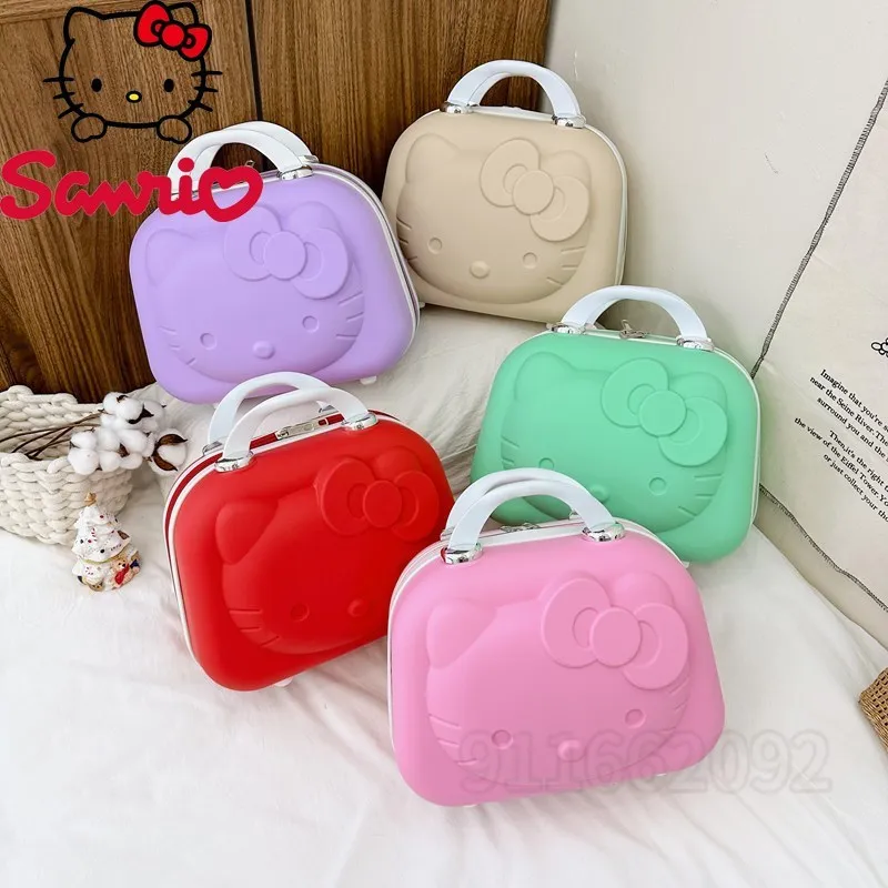 

Hello Kitty New Portable Makeup Box Cartoon Cute PVC Makeup Bag Large Capacity Fashion 14 Inch Storage Makeup Box