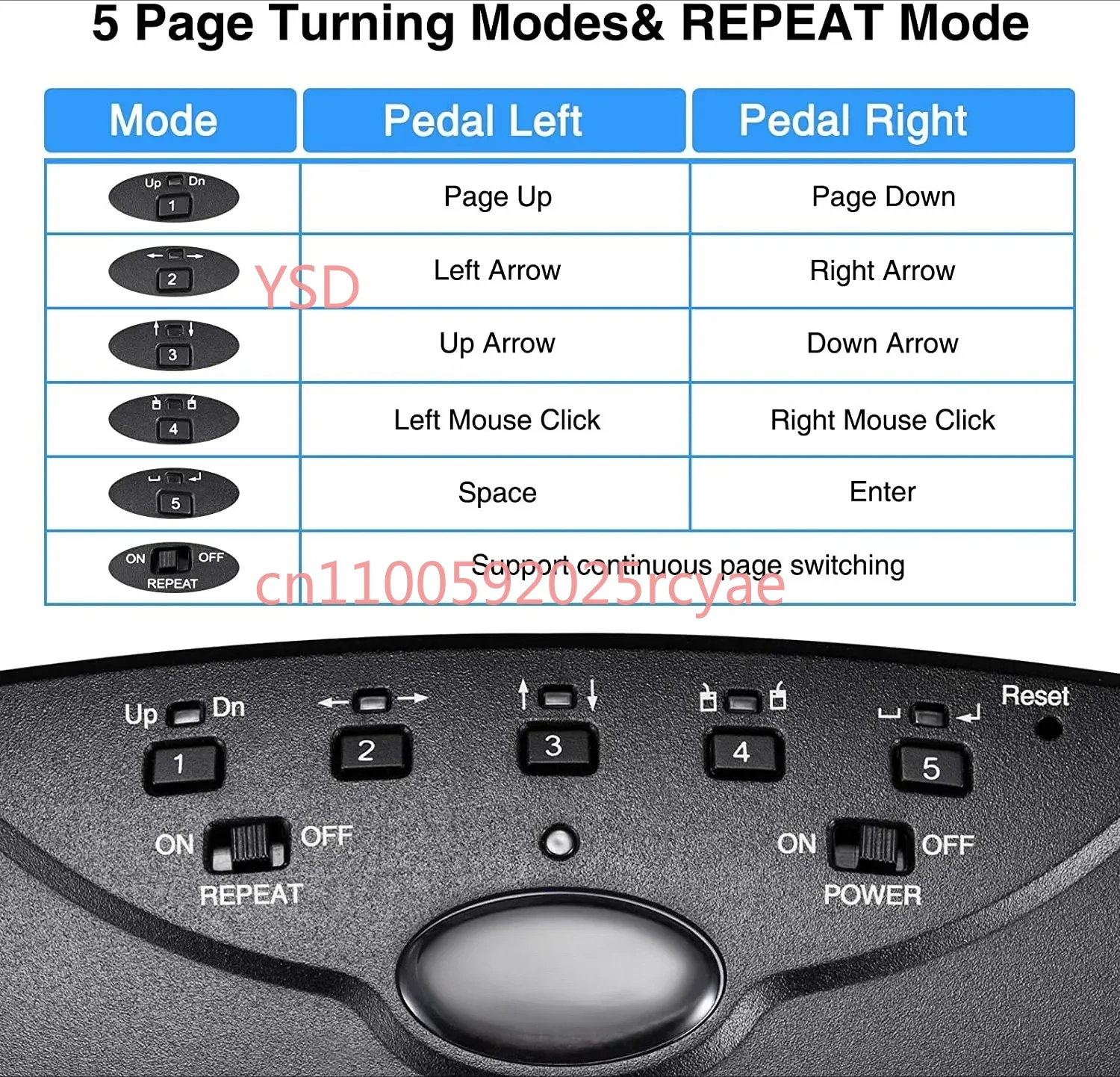 Bluetooth Page Music Turner Pedal Usb Rechargeable Wireless Page Turner Silent Foot Pedal